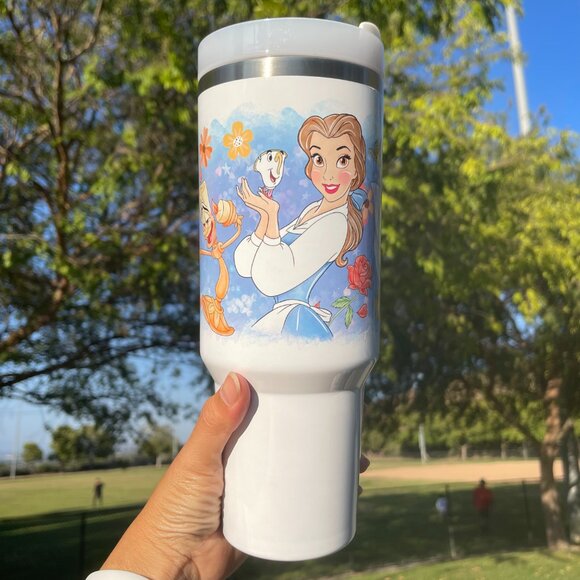 Custom 40 oz Tumbler Disney Beauty and the Beast Belle Brand new double wall st - Picture 1 of 9